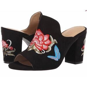 Coconuts by Matisse Frill Embroidered Mule Black EUC